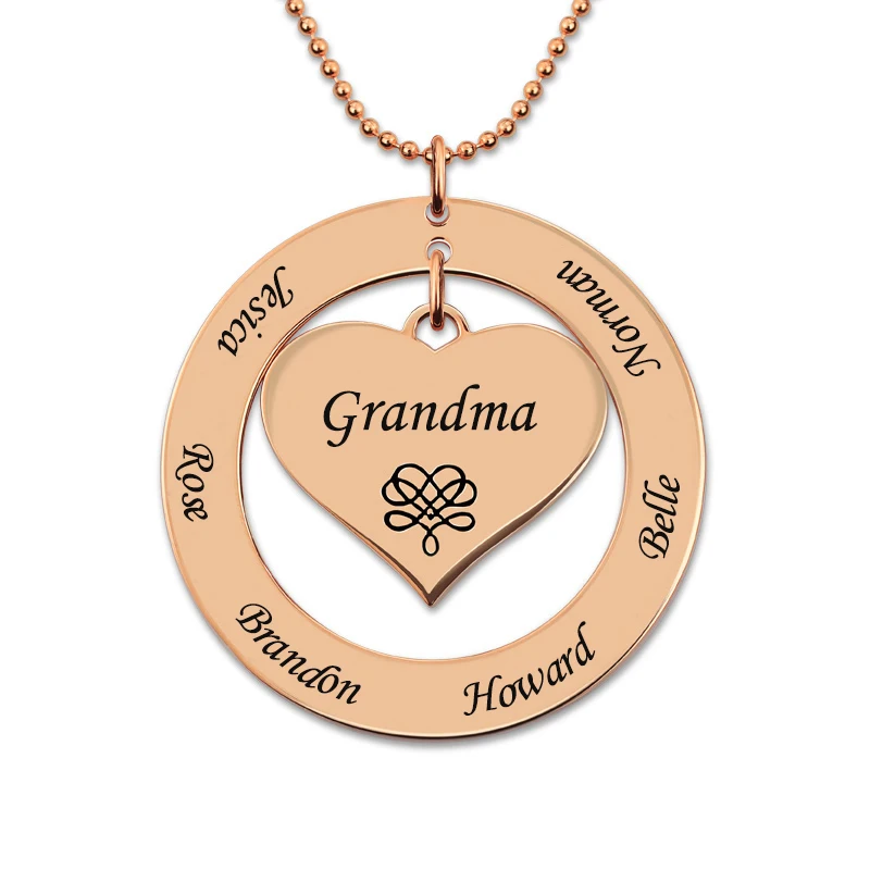 

Fashion Personalized Names Necklaces for Women Love Heart Necklace Rose Gold Color Chain for Christmas gift Mother Mom Collares