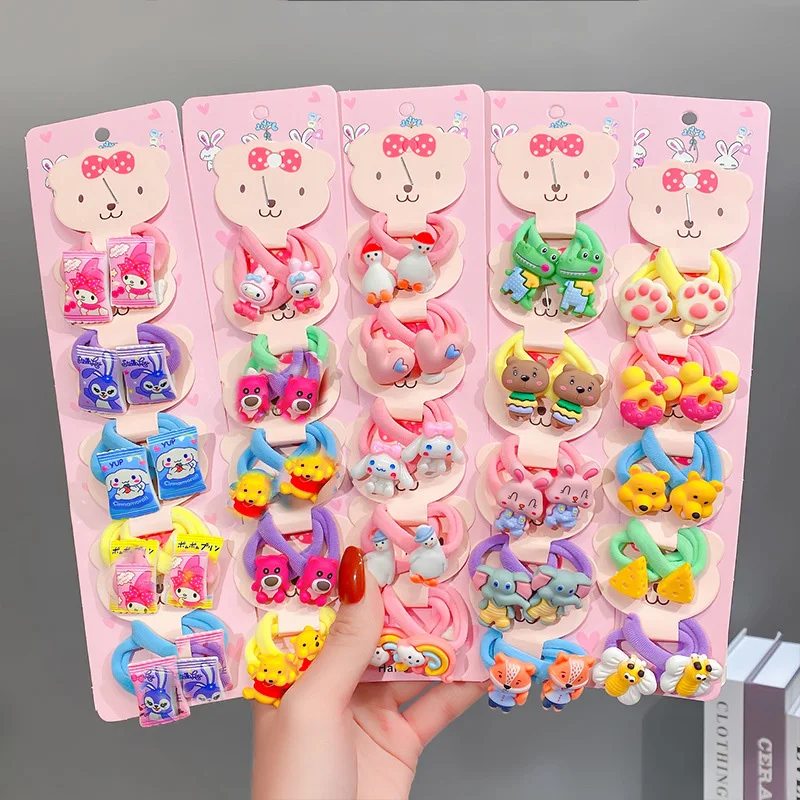 

10PCS New Cartoon Cute Candy Colors Soft Small Hair Bands For Girls Kid Child HairTies Ponytail Holder Hair Accessories