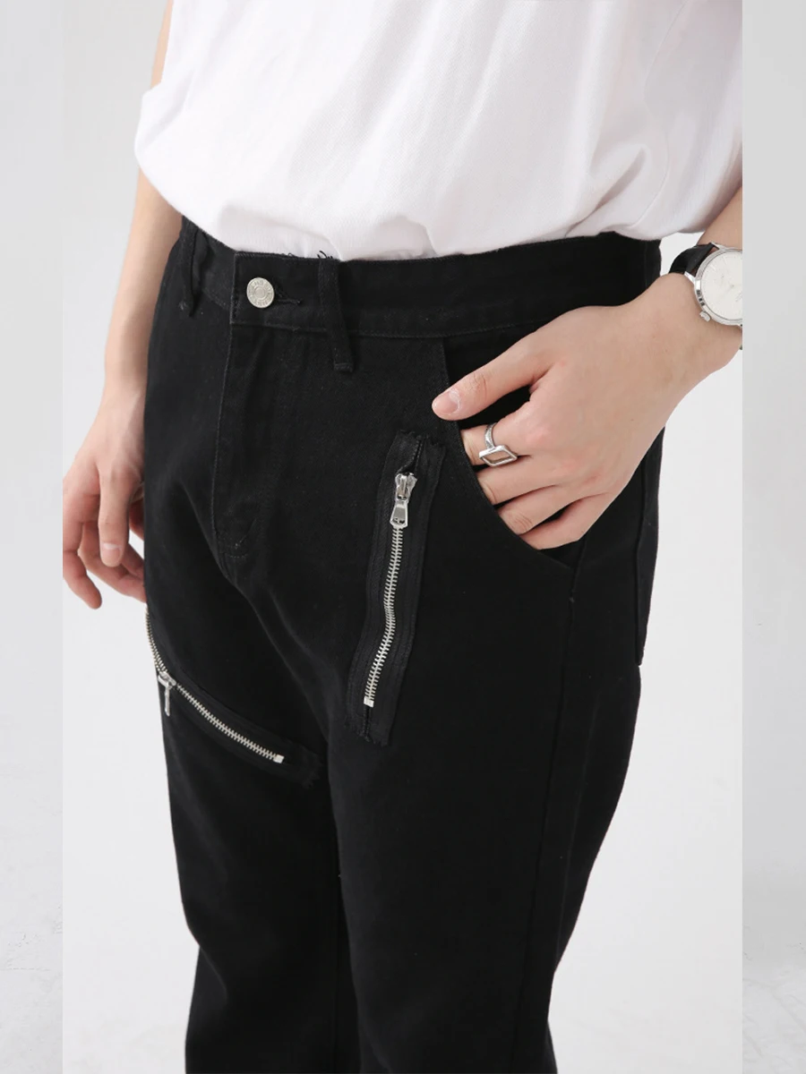 Four Seasons Men's Jeans Multi-zip Design Loose Mid Waist Casual Pants Y2k Men Jeans Fashion Streetwear Men's Ins Hot Sale JEANS