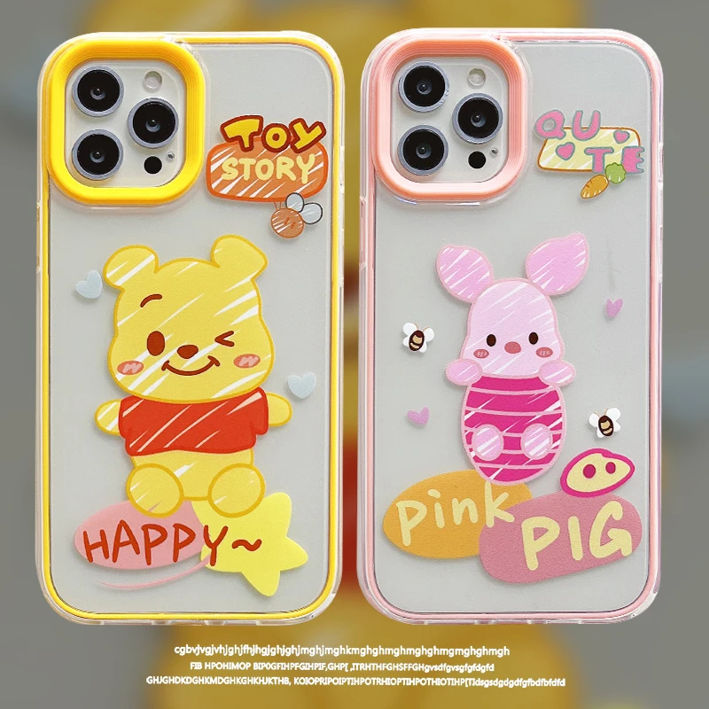 

Disney Cartoon Winnie The Pooh Pig Piglet Phone Case For iPhone 13 12 11 Pro Max X XR XS Max 7 8 Plus SE Silicone TPU Funda Capa