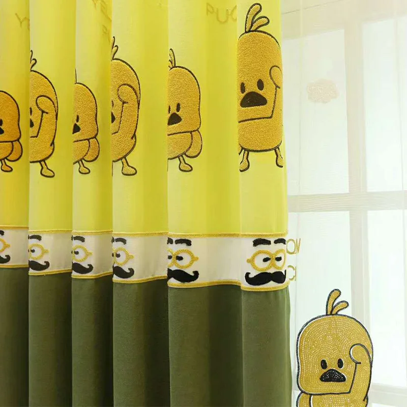 

Modern Minimalist Curtain Splicing Cute Childlike New Cartoon Duck High Shading Curtains for Living Room Bedroom Children's Room