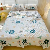 2022 new skin friendly washed cotton small lace summer quilt quilt core queen king single summer air conditioning thin blanket