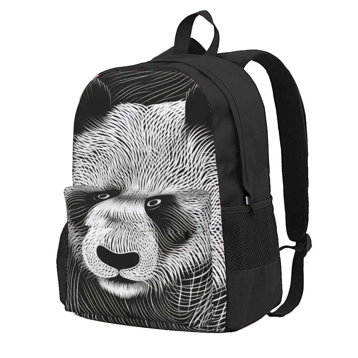 

Рюкзак с изображением панды, портреты, психоделические линии, женский рюкзак для учеников на открытом воздухе, большой школьный рюкзак, цветной рюкзак