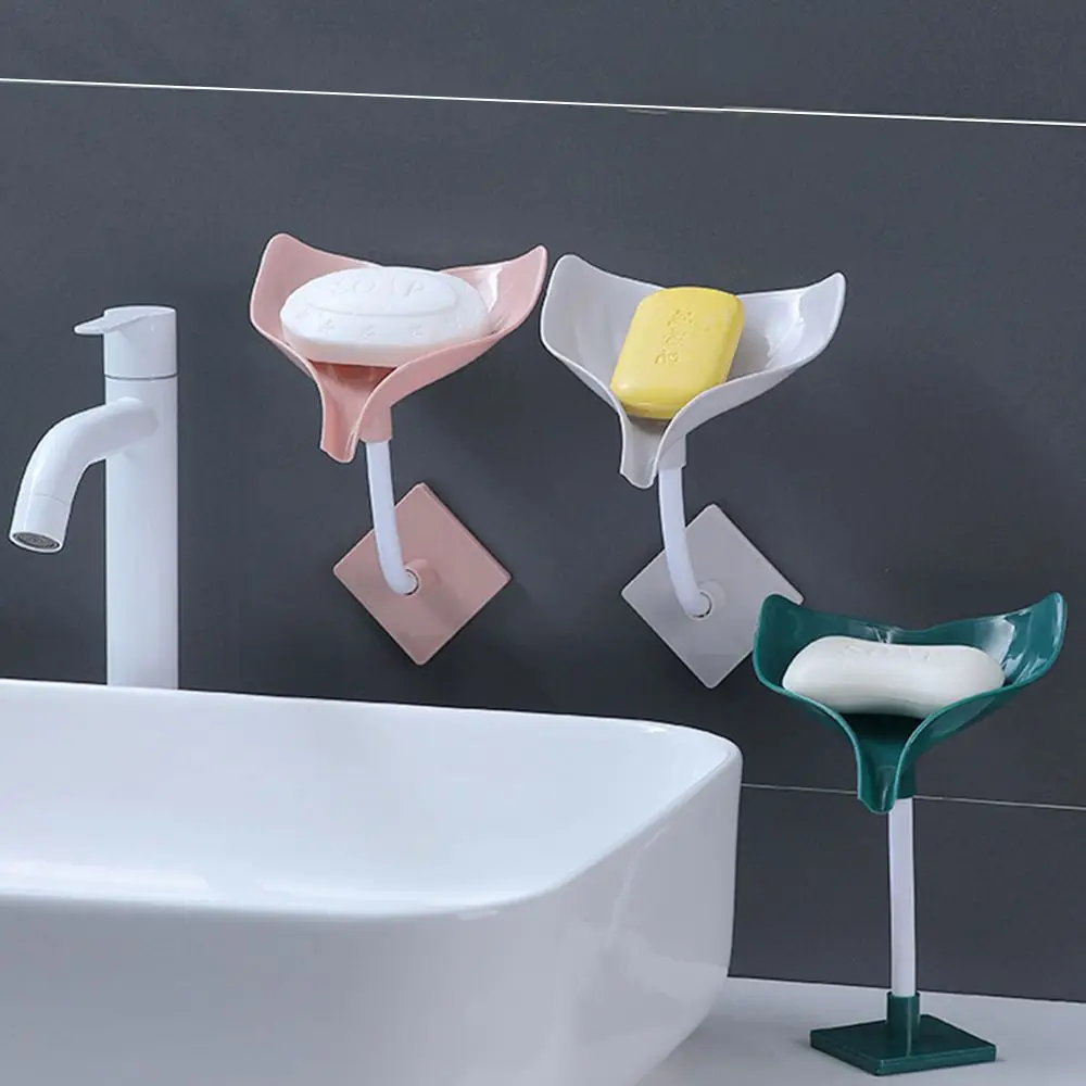 

Bathroom Kitchen Adjustable Punch-free Fish Tail Soap Box Drain Rack Soap Holder Sponge Holder