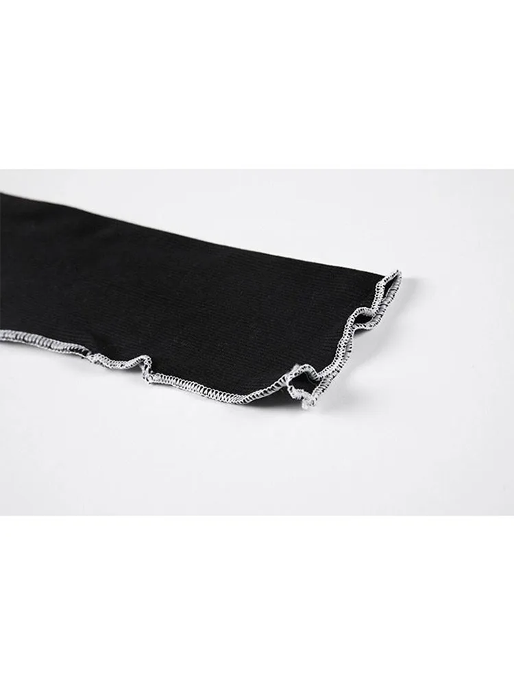 Укороченная облегающая футболка с асимметричным пэчворком женская уличная