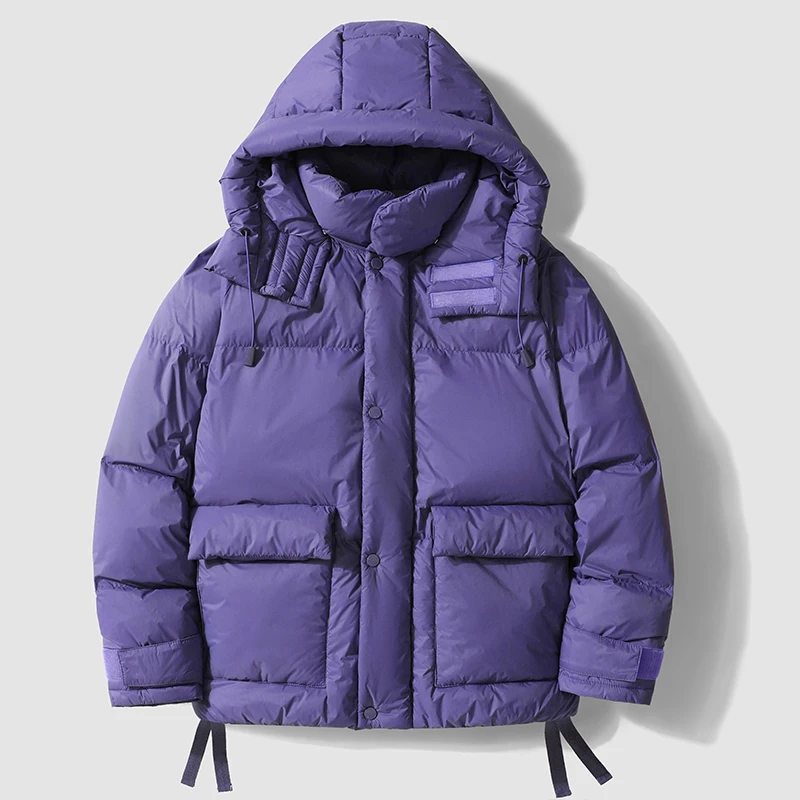 

2022 Winter Men's Parkas Harajuku Jacket With Hooded Pocket Warm Coat Outwear Solid Fashion Casual Jackets Coats