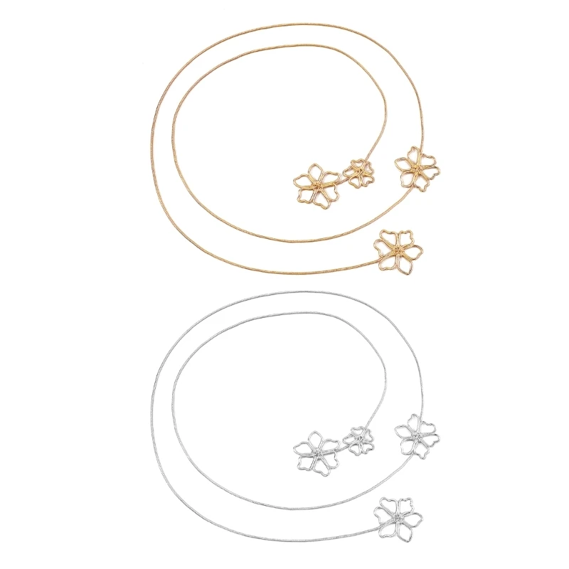 

Elegant Choker Necklace Hollow Flower Pendant Clavicle Chain Long Rope Chain 264E