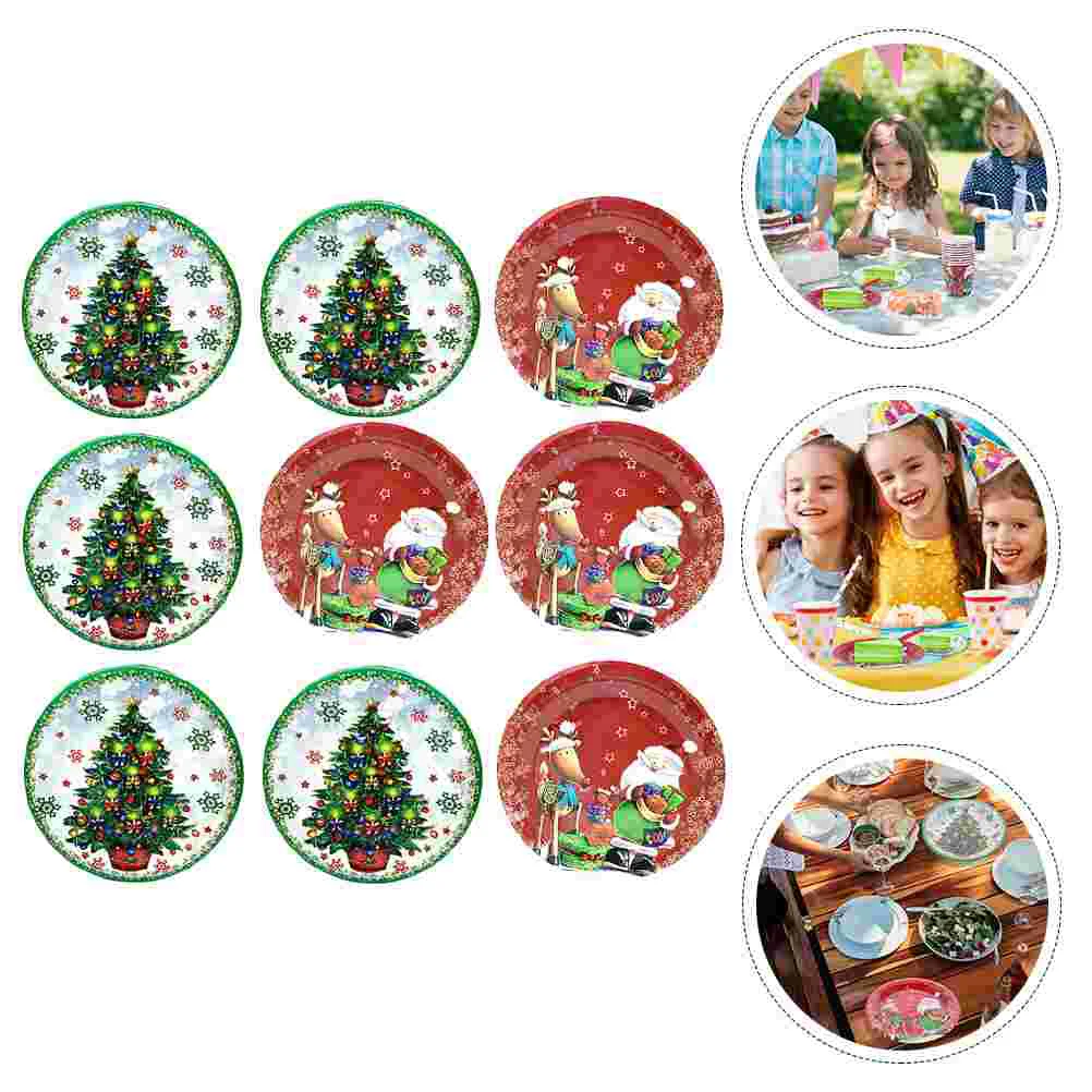 

Christmas Plates Paper Party Dinnerwaredessert Set Holiday Serving Dish Cutlery Dinner Supplies Plate Dishes Appetizer Reindeer