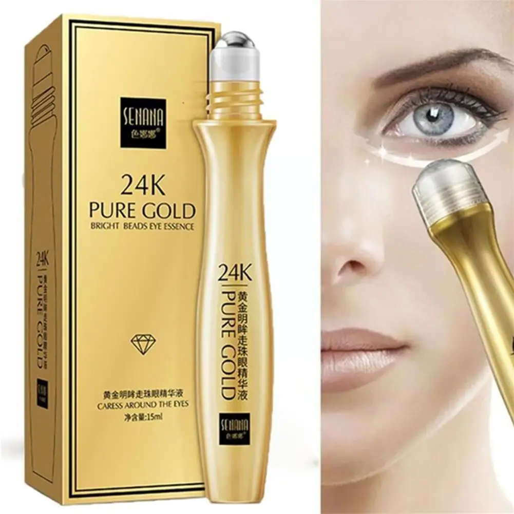 

24k Gold Bright Eye Roller Eye Cream Hydrating Moisturizing Anti-puffines Dark Eye Eye Removal Serum Care 15ml Circles K1b8