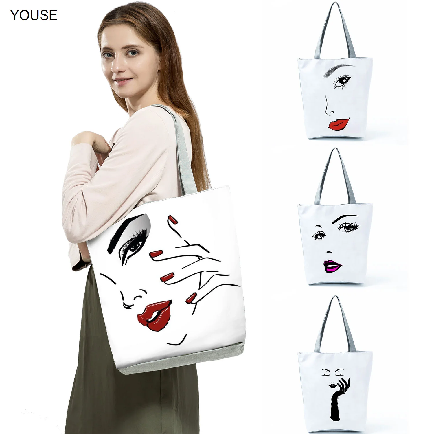 

Модная женская элегантная хипстерская Сумка-тоут с принтом красных губ, модные стильные сумки, Женская креативная простая практичная сумка...