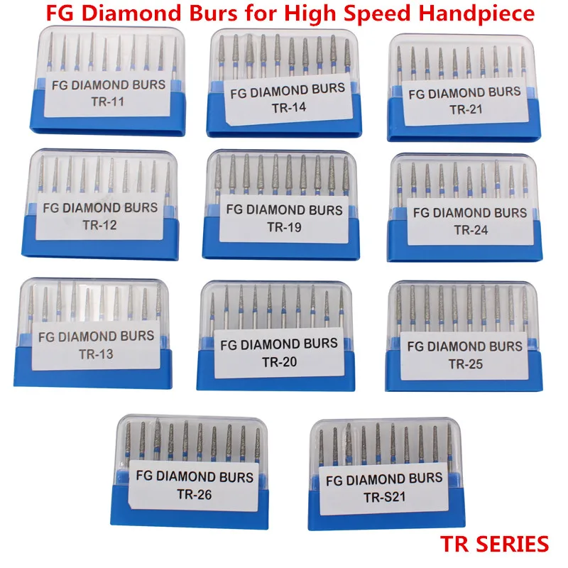 

10Pcs/Pack Dental Diamond FG High Speed Burs Drills TR SERIES For Polishing Smoothing Teeth Polishers Dia.1.6mm Dentist Tools
