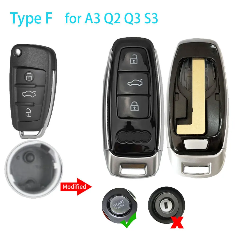 

YINBO 3-кнопочный обновленный модифицированный смарт-брелок с дистанционным управлением для Audi A1 A4 A6 A8 Q2 Q3 Q5 Q7 R3 RS3 RS5 S1 TT 2018