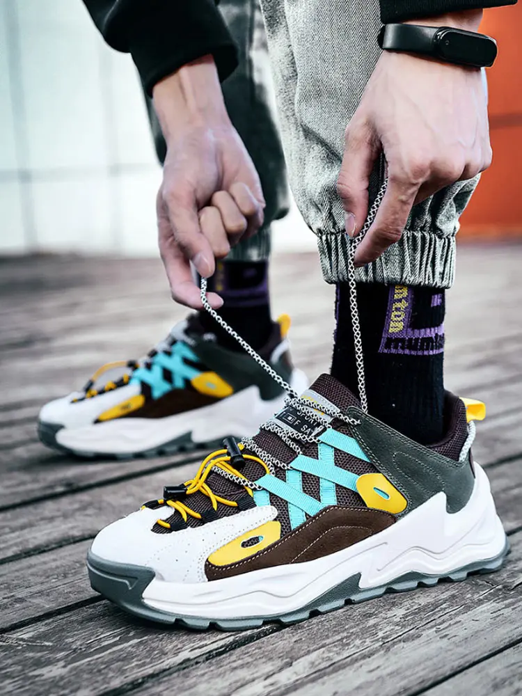 

New Outdoor Fashion Korean Casual Shoes Sports Style Thick-soled Men's Running Shoes