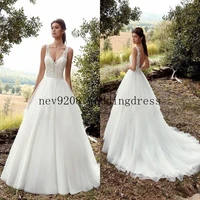 new arrival garden a line wedding dresses 2022 sexy open low back appliqued floor length boho bridal gowns