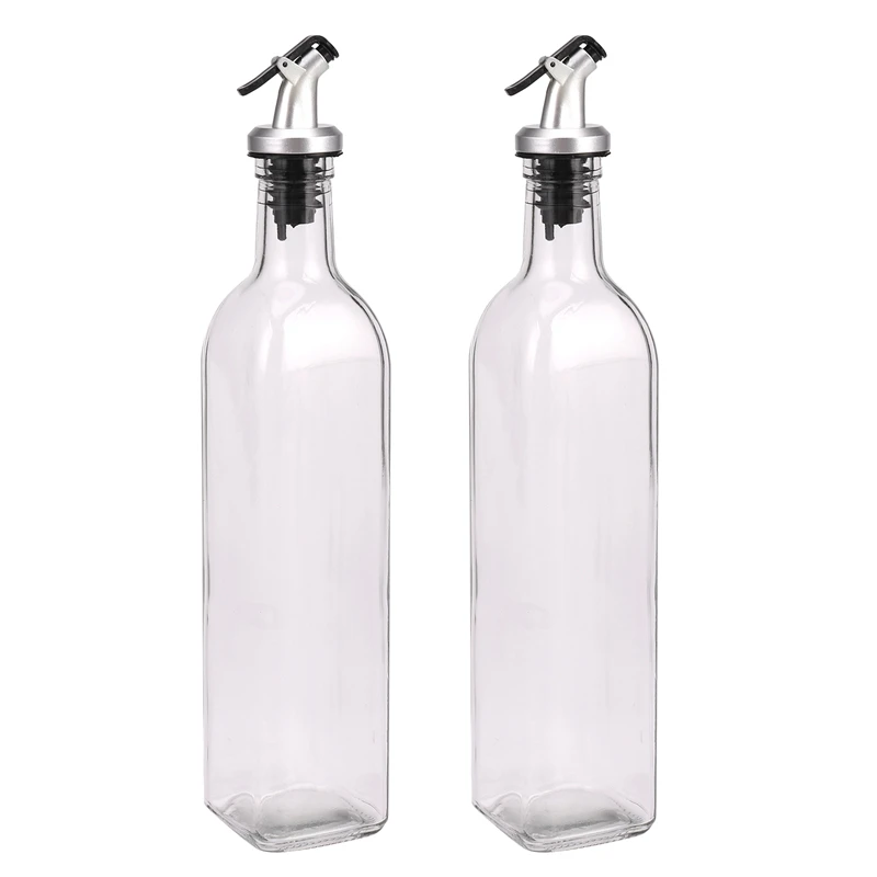 

Cruet Oil Dispenser Glass Bottle For Cooking Container Spout Oil Dispenser Bottle Set For Kitchen,With Lever Release Pourer,17Oz