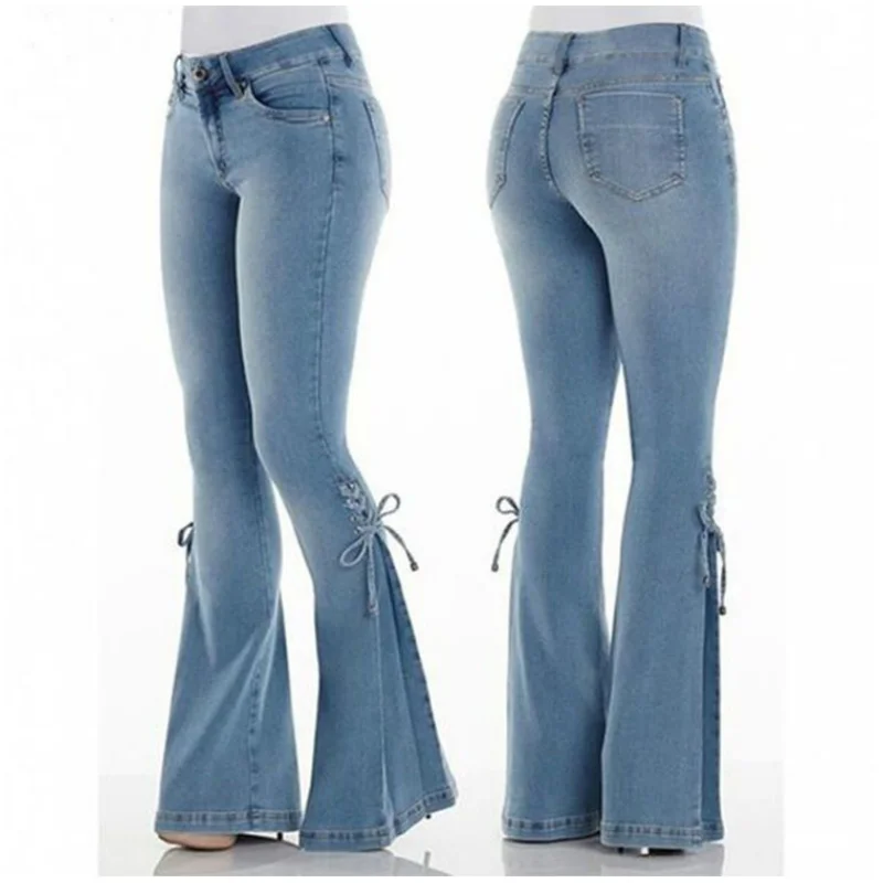 Женские джинсы-клеш большого размера из чистого Y2K джинсовые джинсы с высокой