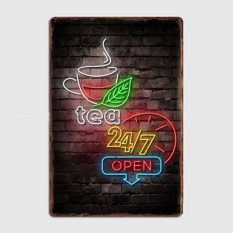 

Tea Neon Metal Sign Poster Garage Living Room Neon Led Sign Cinema Living Custom Tin Vintage Home Decor