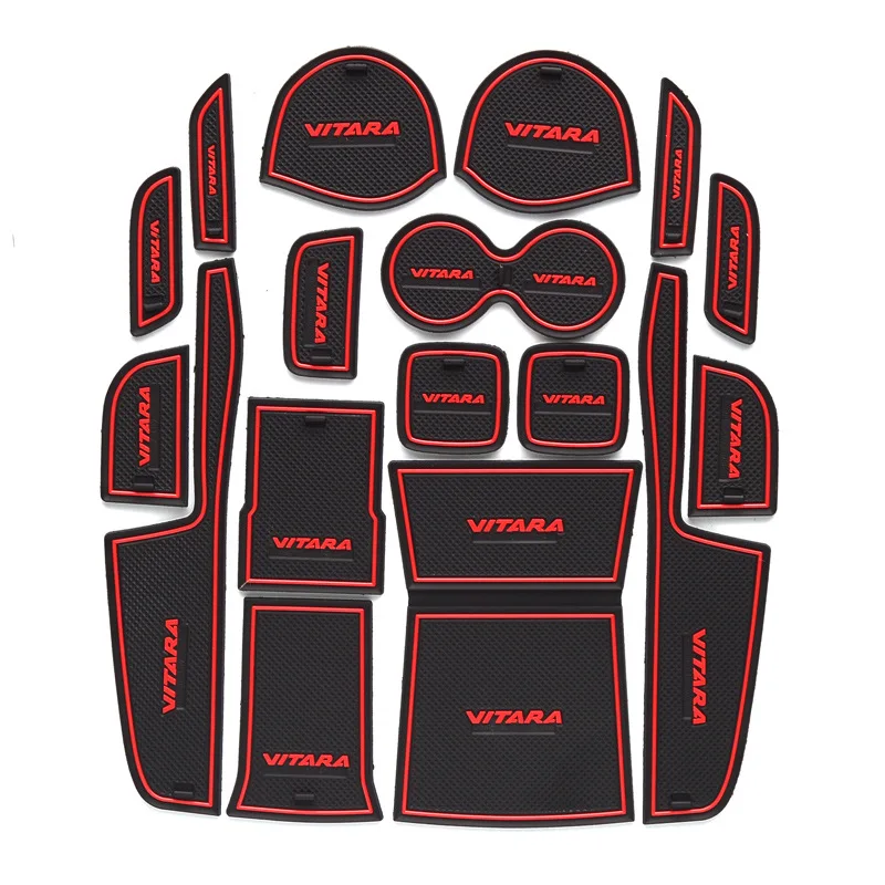 Автомобильные противоскользящие коврики со слотом для ворот для SUZUKI VITARA 2016-2020, аксессуары, нескользящий коврик, автомобильная наклейка, внутренняя дверная накладка, 17 шт.