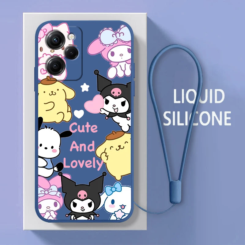 

Kuromi Melody For Xiaomi POCO X5 M5 C40 M4 X4 F4 C40 X3 NFC F3 GT M4 M3 M2 Pro C3 4G 5G Liquid Rope Phone Case Fundas Coque Capa