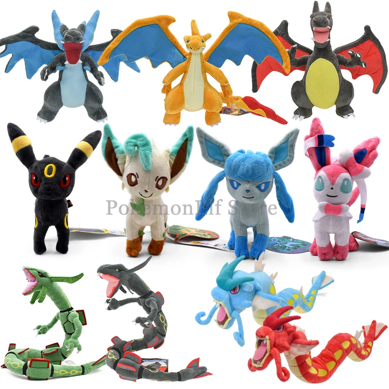 

Hot Sell Pokemon Plush Charizard XY Eevee Leafeon Sylveon Glaceon Umbreon Lycanroc Rayquaza Gyarados Catoon Stuffed Toy for Kids