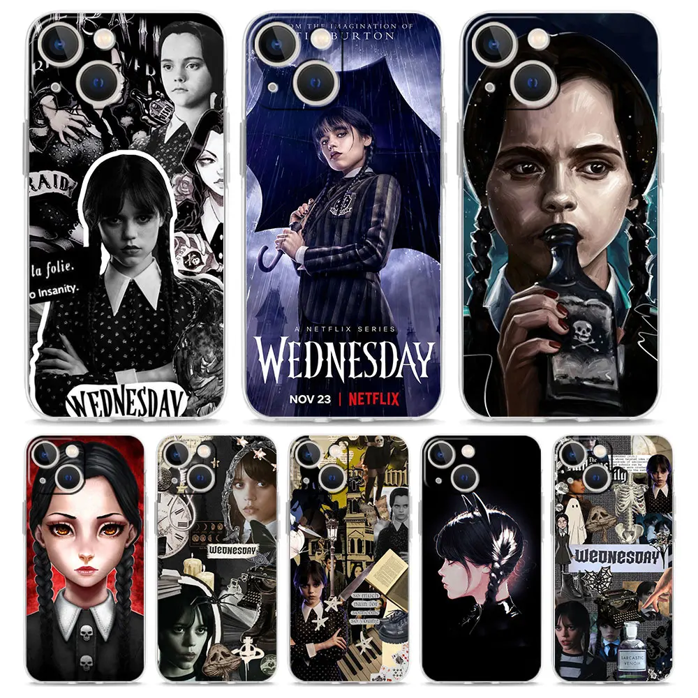 

Wednesday Tv Show Phone Case For iPhone Apple 11 12 13 14 Pro Max XS 7 8 Plus XR X SE 2020 Cover Clear Soft Shell Coque Funda