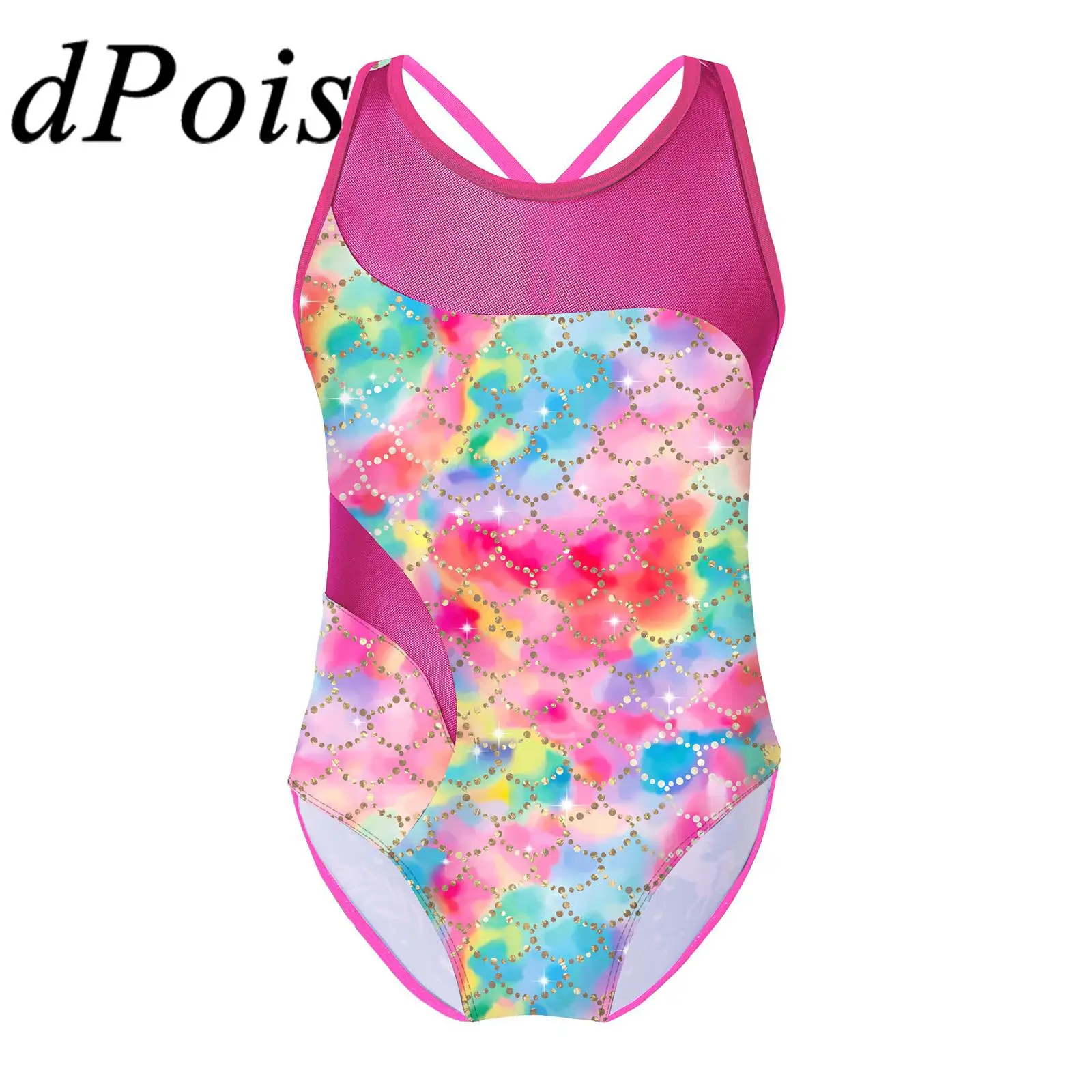 

Kids Gymnastics Leotard for Girls Sleeveless Print Ballet Dance Leotards Children Figure Ice Skating Jumpsuit Bodysuit Dancewear