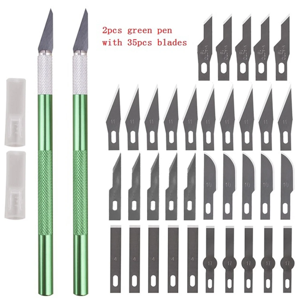 

37Pcs/Set Multifunction Replacement Blade Spare Blades Carving Blade Cutting DIY Wood Cardboard Paper Plastic Cloth Leather Cut