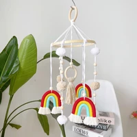 ins nordic rainbow wind chimes for baby bed macrame hand weaved hanging decoration childrens room tent bedroom nursery decor