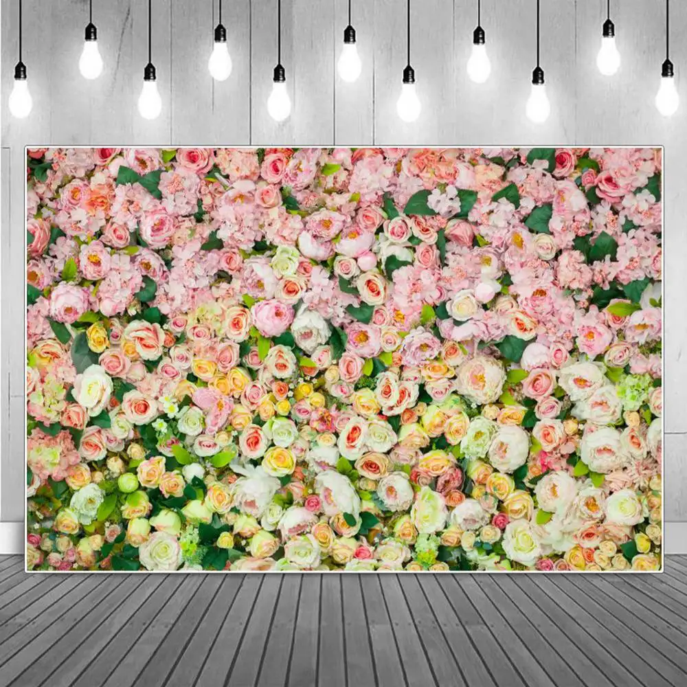

Flowers Wall Photography Backgrounds Spring Floral Blossom Pink Wedding Party Birthday Backdrop Photographic Portrait Props