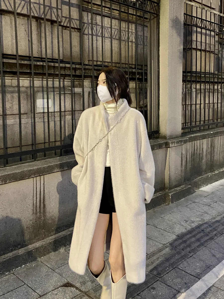 

Роскошное пальто из искусственного меха в Корейском стиле, Женская длинная плюшевая куртка из искусственной норки, женская зимняя пушистая куртка из искусственного меха, женские куртки 2022