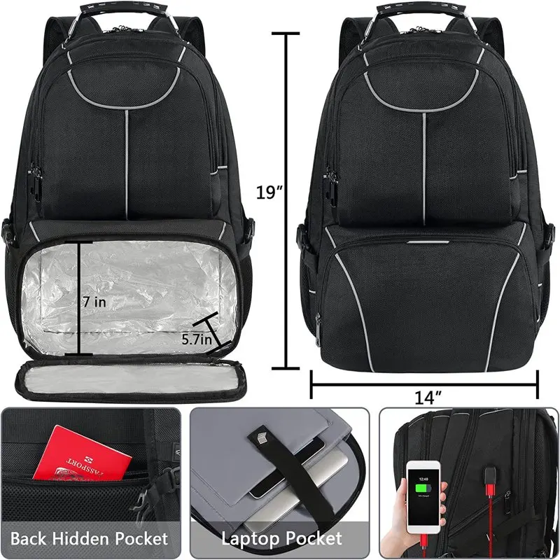 Travel Laptop Backpack for Men Women, TSA Friendly 15.6 Inch RIFD Safe College School Computer Backpack with USB Charging Port,