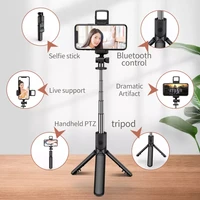 new 3 in 1 wireless selfie tripod with fill light bluetooth shutter remote control portable foldable monopod for smart phone