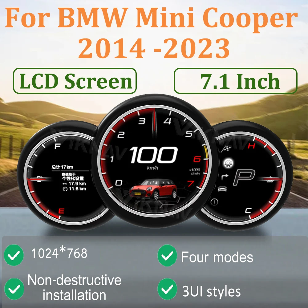 

ЖК-дисплей Milemeter для BMW MINI 2014-2023, цифровой приборной панели автомобиля, кластер, спидометр, система Linux