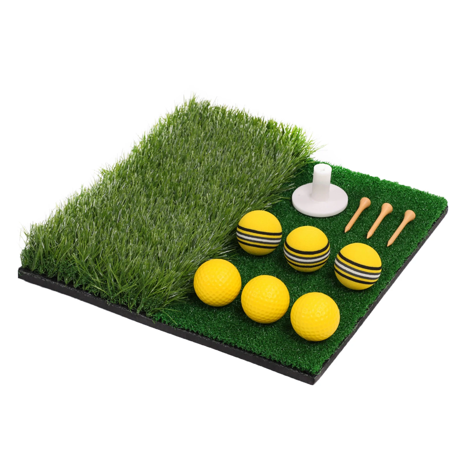 

Golf Trainer Hitting Practice Pad Set Simulated Turf Swing Practice Mat+Balls+Golf Tees+Tee Holder
