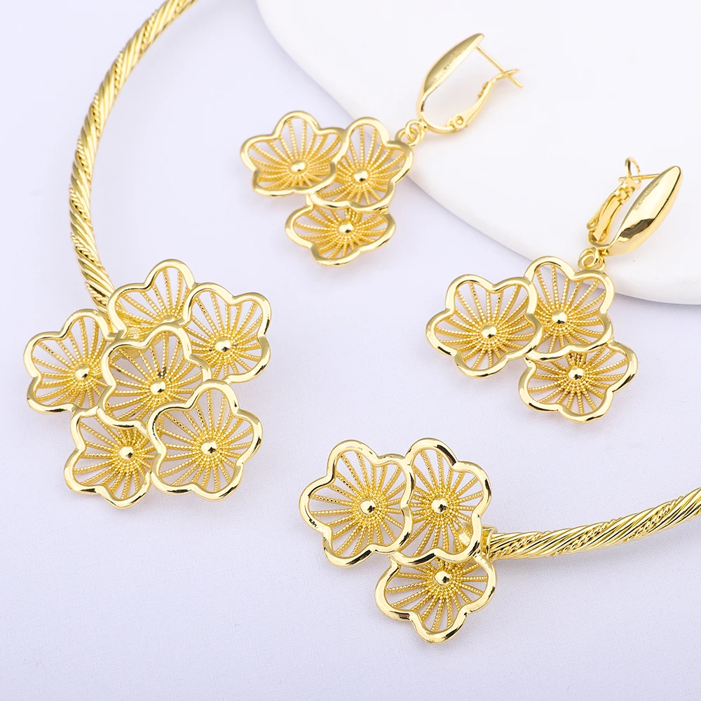 

Индийский ювелирный набор, модные ювелирные изделия, Богемские Ювелирные наборы для женщин, серьги, ожерелье, подвеска, цветок, ювелирные из...