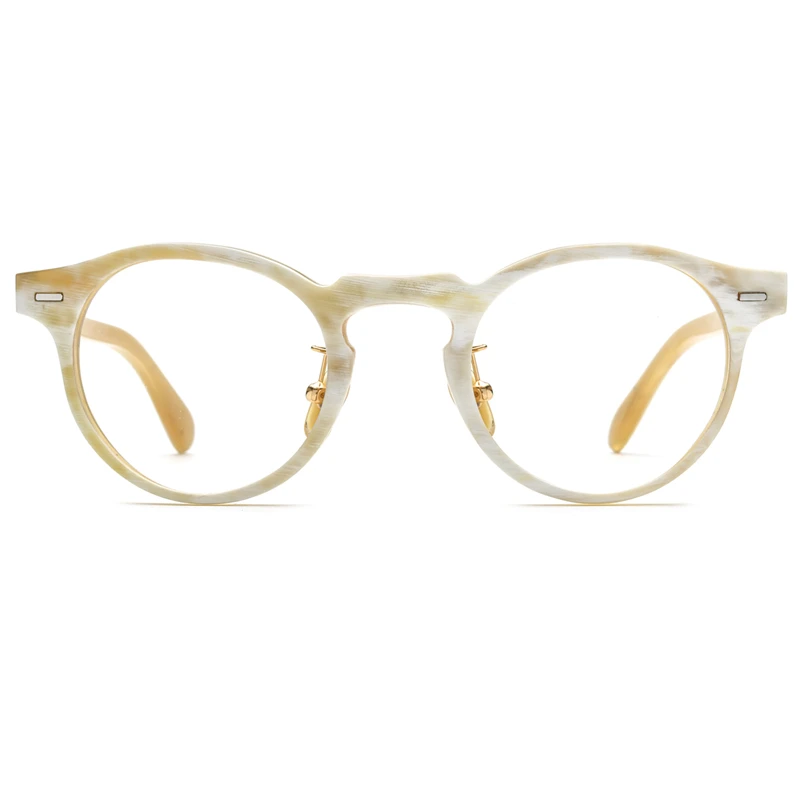 New Vintage Eyeglasses Frame Nature Buffalo Horn Classical Round Hand Made Myopia Optical Reading Women Men Original Quality