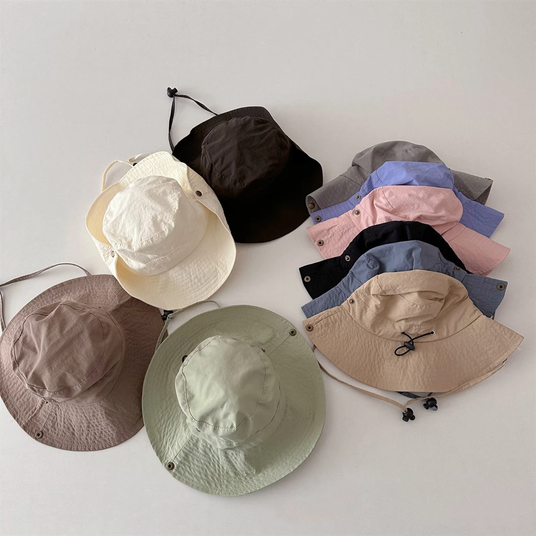 

Рыбацкая шляпа в Корейском стиле для мальчиков и девочек, быстросохнущая ткань с большими полями, Солнцезащитная шляпа, походная одежда, Солнцезащитная шляпа, Детская шляпа от солнца