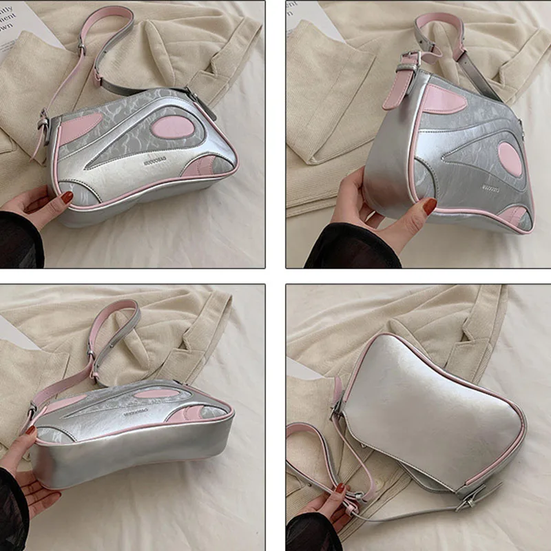 Fashion Versatile Luxury Designer Handbag Women's Simple Contrast Color Single-Shoulder Underarm Bags Commuter Storage Satchel