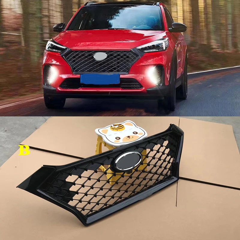 

Fusion Grille Mask Cover Grille Fusion Mondeo Black Silver Car Styling for Hyundai Tucson 2019 2020 Front Racer