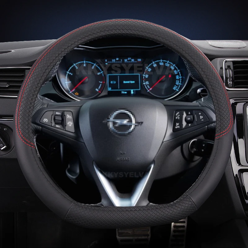 Car Steering Wheel Cover D Shape Leather For Opel Astra 2015-2021 Corsa Combo Mokka 2018-2021 Grandland X Insignia CT 2017-2021