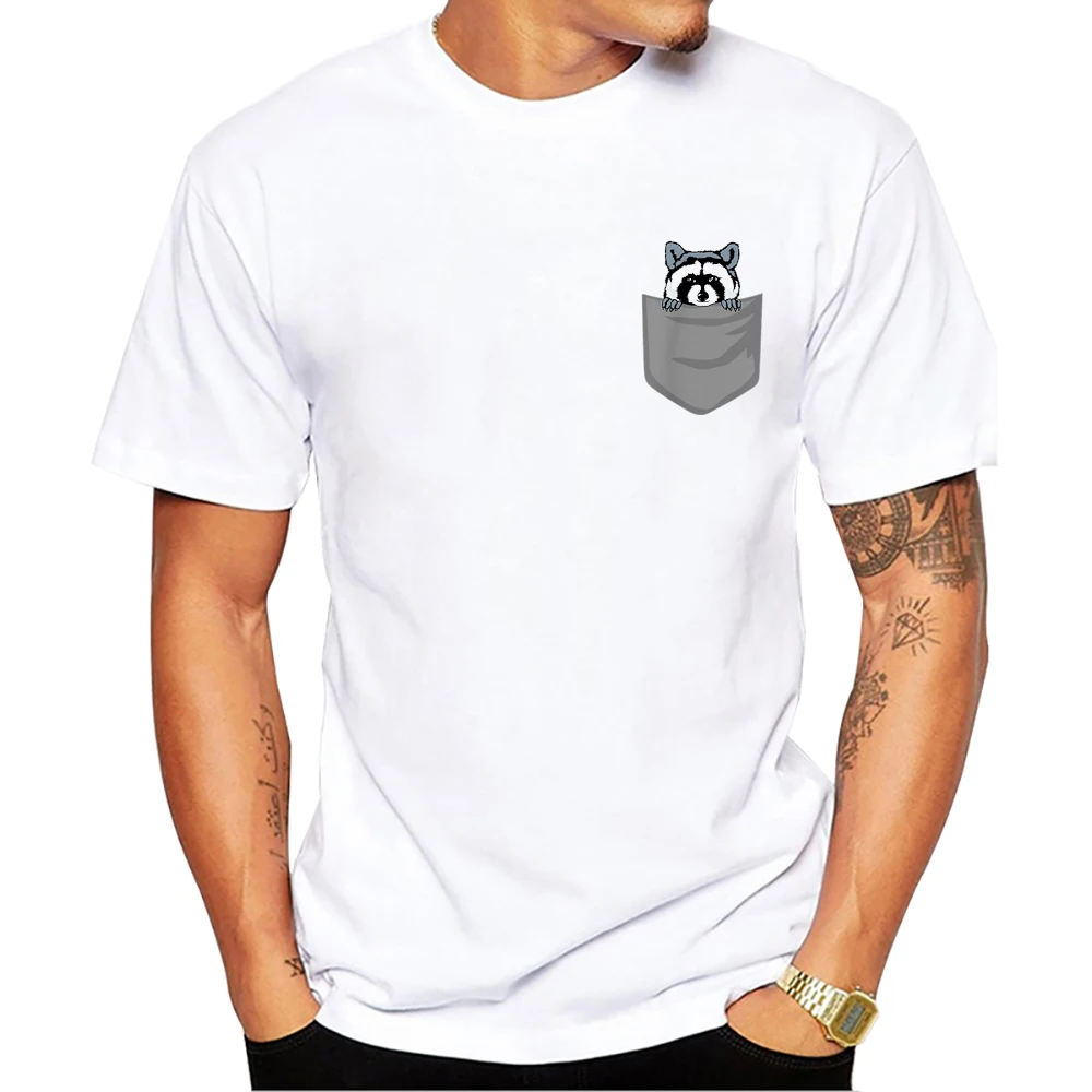 Teehub Berufung Tasche Waschbär Männer T-Shirt lustige Waschbär in Ihrer Tasche gedruckt T-Shirts Kurzarm T-Shirts Harajuku T-Shirt – Detail 4