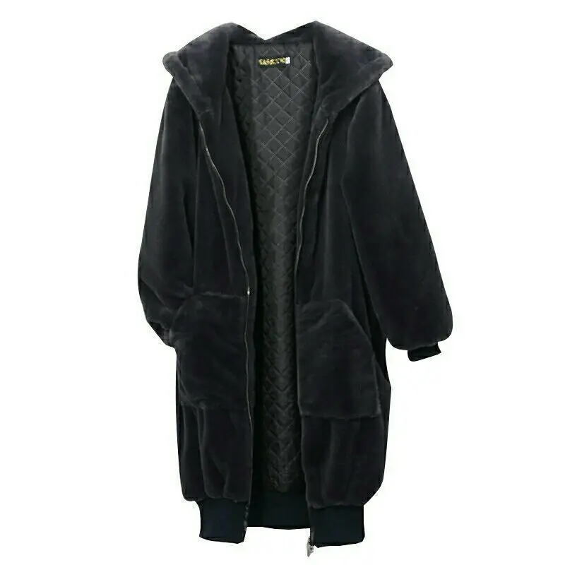 Plus Size 2022 New Winter Women Faux Fur Coat Fashionable Beaver Rabbit Hair Thicken Warm Long Hooded Loose Casual Female Parka