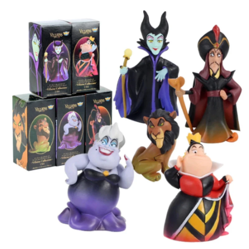 

5Pcs/Set Disney Cartoon Red Queen Villains Maleficent Jafar Vinyl Action Figure Collected Model Toys For Children Christmas Gift
