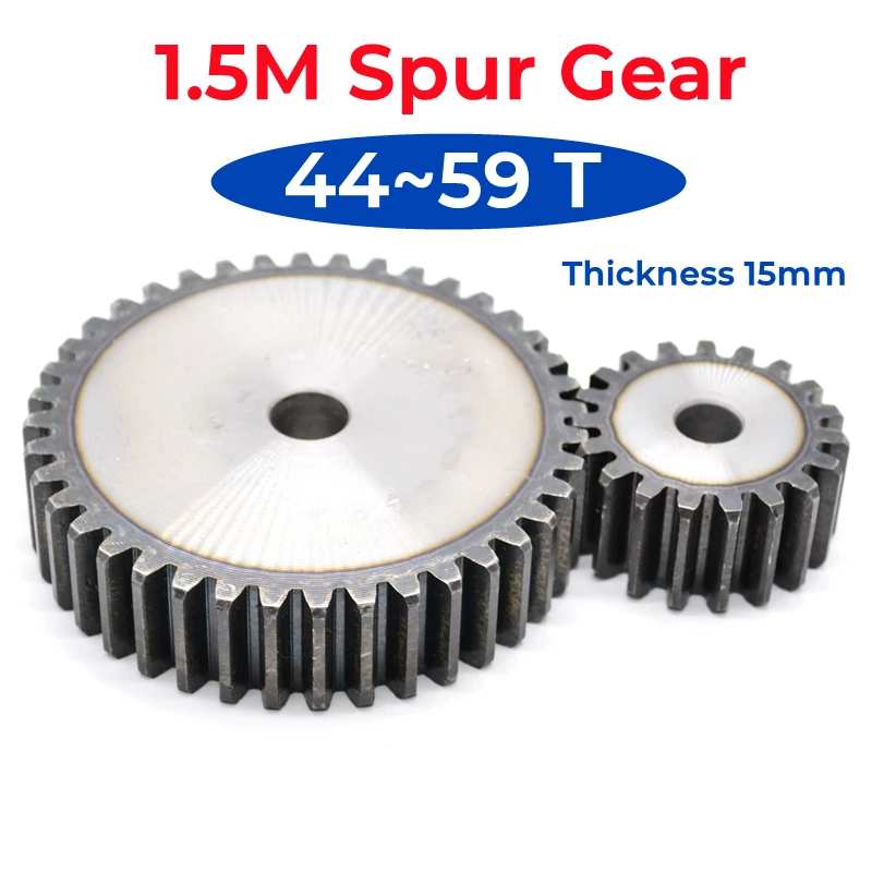 

1PCS 1.5 Mode Spur Gear 45# Steel 44-59 Teeth Thickness 15mm High Frequency Hardening Of Teeth Industrial Drive Motor Gears 1.5M