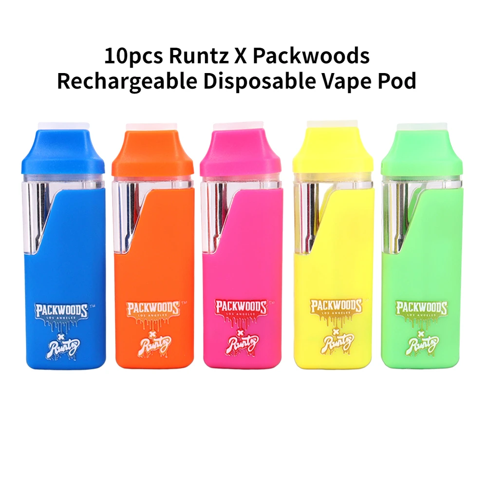 

10 шт. электронные сигареты Runtz X Packwoods Vape Pen Pod 380 мАч одноразовые аккумуляторные батареи 1 мл пустые стручки с коробкой для ящика