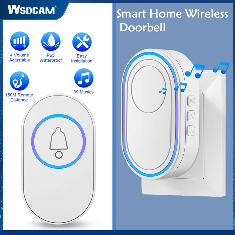 

Wsdcam Intellige Wireless Doorbell For Home EU Plug Outdoor Waterproof Door Bell 150M Remote 39 Musics Doorbell Smart Home