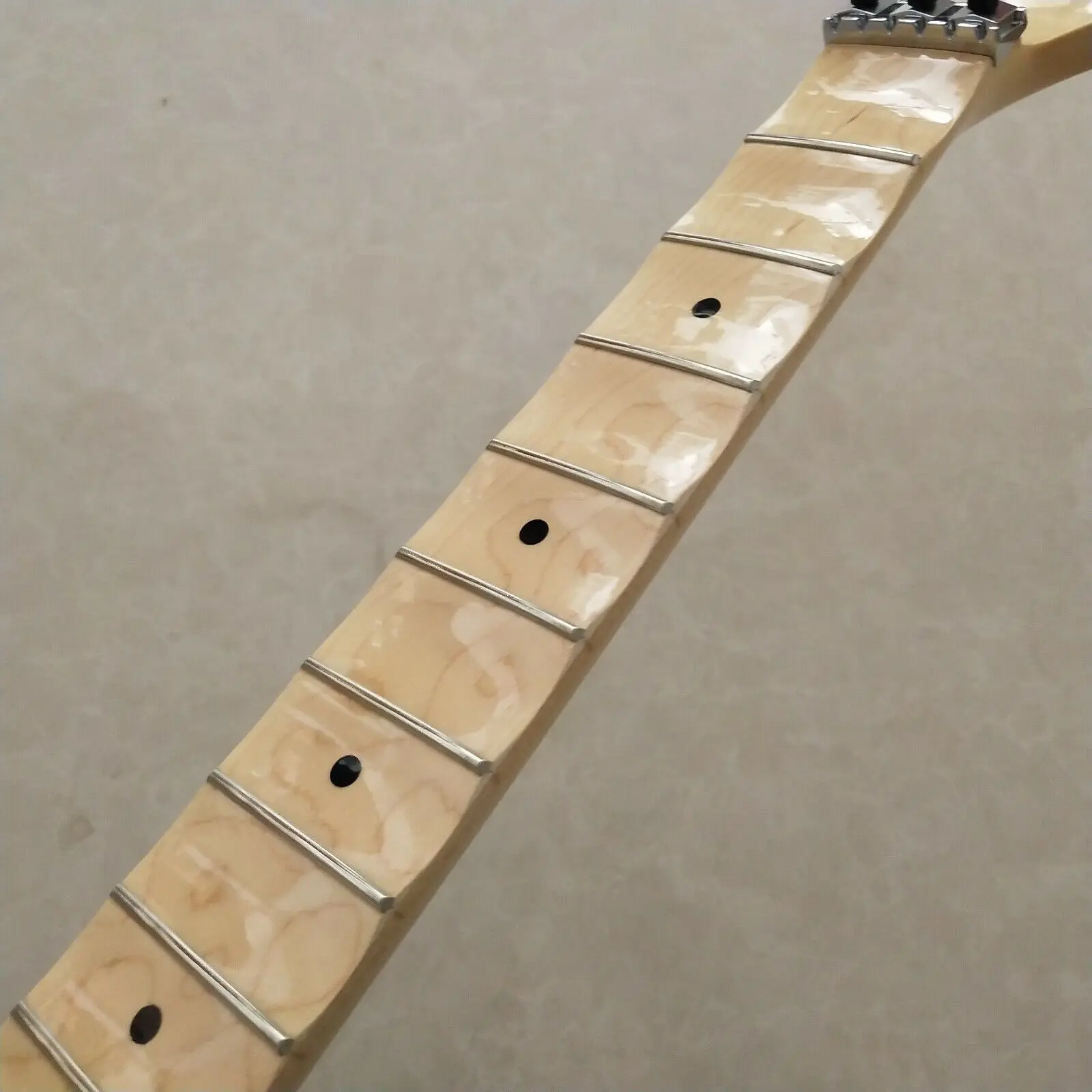Gloss Guitar neck 22 Frets 25.5inch Full scalloped Maple Fretboard Locking nut enlarge