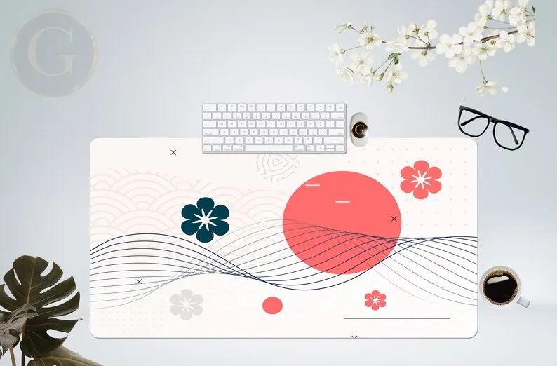 

Abstract Japanese Minimalist Art Decorative Desk Mat, Extra Large Desk Mat, Mouse Mat, Extended Mouse Pad, Large Mouse Pad
