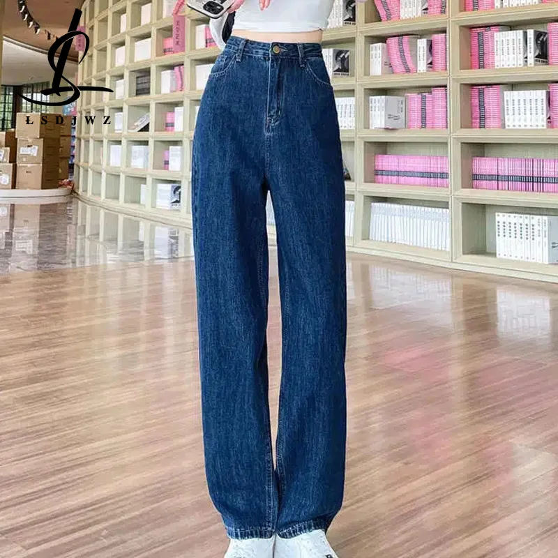 

Женские джинсы 2023 трендовая женская одежда уличная одежда Y2k прямые джинсы женские с высокой талией винтажная одежда корейская мода Джинсовая