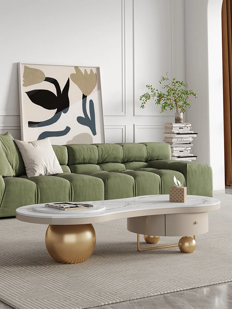 

Light and extravagant minimalist modern rockboard coffee table TV cabinet combination creative small living room household use
